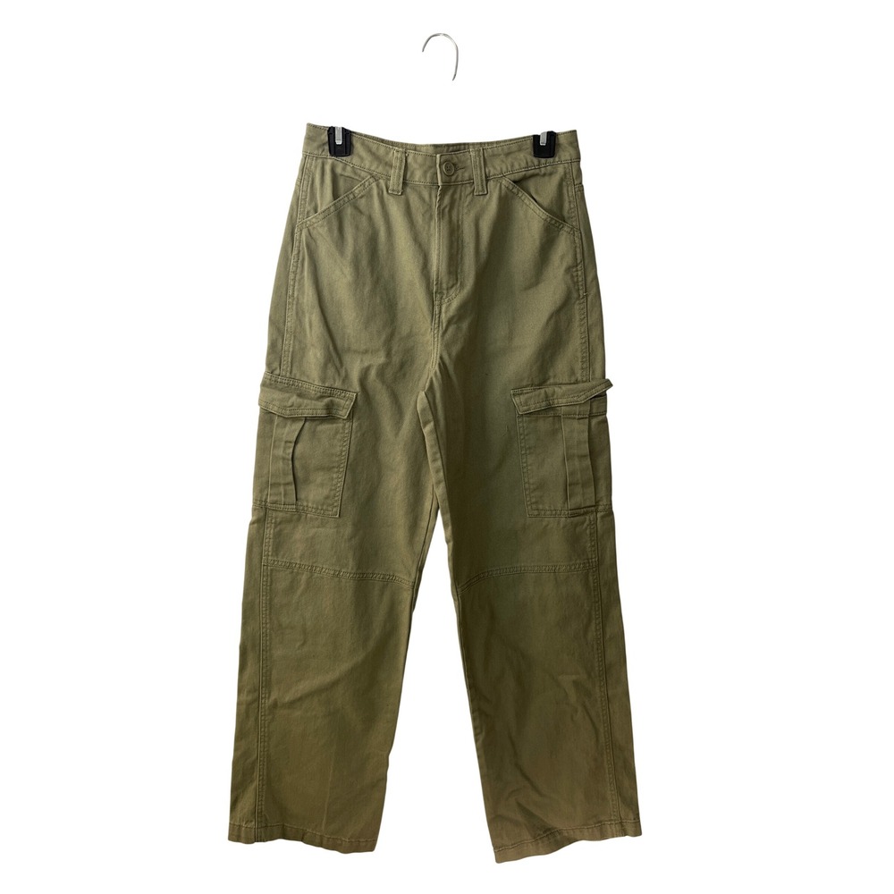 H&M Olive Cargo High Waist Utility Pants 4 Gorpcore Streetwear Earthy Straight